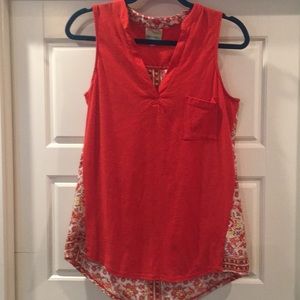 Anthropologie sz M tank with woven print back